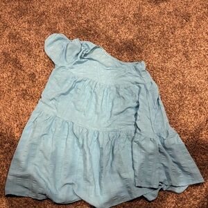 SHEIN Light Blue Ruffled One Shoulder Dress